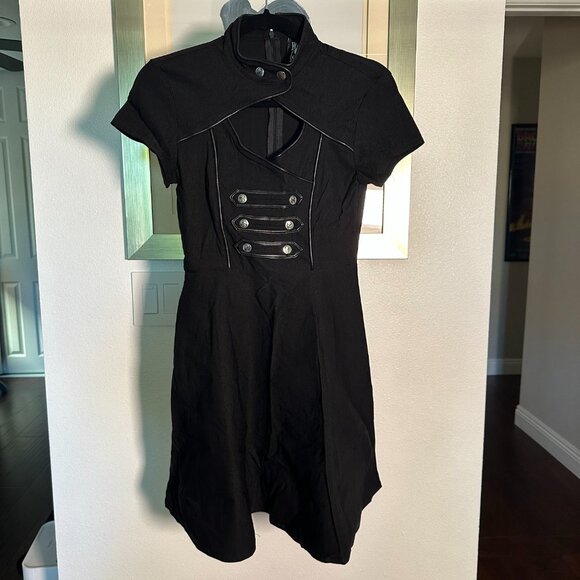 Killstar Regiment Skater Mini Dress in Black - Picture 2 of 5
